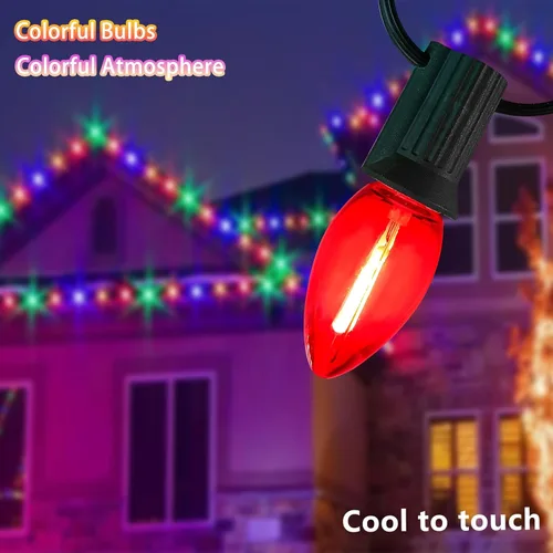Miniatura 3 de Bombillas LED C7 para Navidad, paquete de 25 bombillas de repuesto multicolor, bombilla LED Edison C7 irrompible para luces navideñas, lámpara