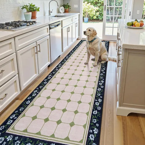 Miniatura 10 de Anidaroel Alfombra Pasillo Larga 3x12 pies, Alfombras Antideslizantes Lavables para Cocina, Suave Ultra Delgada Interior Boho Alfombra Pasillo
