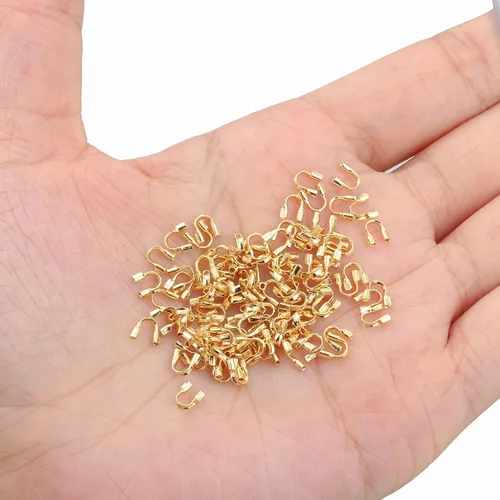 Miniatura 4 de 100 protectores de alambre de latón, protectores de alambre de metal de latón chapado en oro de 18 quilates para fabricación de joyas, bucles