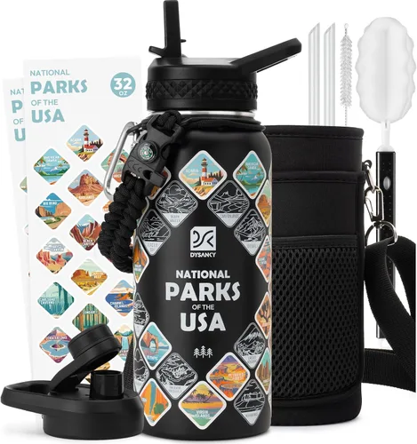 Miniatura 104 de DYSANKY Botella de agua aislada de 32 onzas, metal al vacío de acero inoxidable grueso, jarra de agua deportiva portátil para gimnasio y senderismo