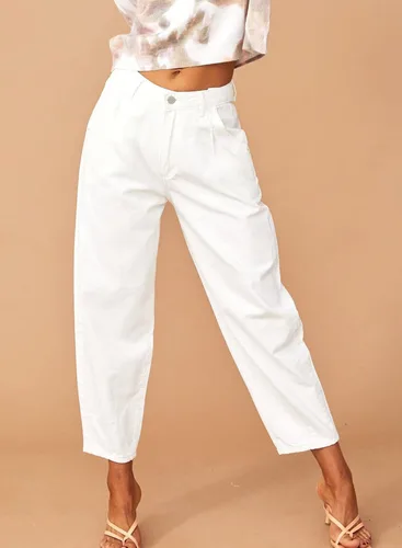 Miniatura 3 de EVALESS Pantalones de mezclilla holgados de cintura alta para mujer, casuales, holgados, recortados, pantalones de mezclilla Y2K