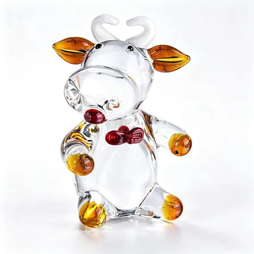 Miniatura 8 de QFkris - Figura coleccionable de vaca negra de vidrio soplado de 2.5 pulgadas Mini Statues, Handmade, Art Glass, Farm Animal DIY Craft Ornament