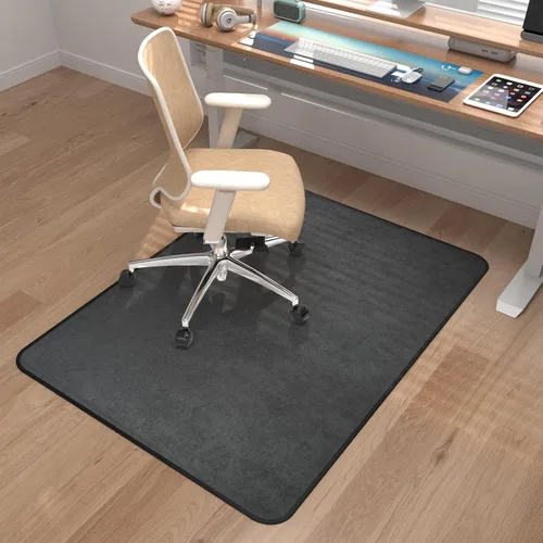 Miniatura 18 de Placoot Tapete de pana para silla de oficina, 35 x 55 pulgadas, color marrón claro, base de goma antideslizante para suelos duros, tapete
