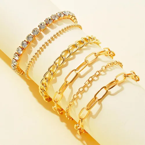Miniatura 17 de Long tiantian Pulsera de oro gruesa para mujer, pulseras de oro delicadas, pulseras para mujer, pulseras apilables de eslabones de cadena