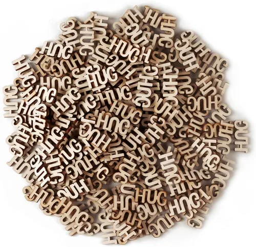 Abrazos de Madera HUGs 200 Piezas Bolsa de Abrazo para Regalar Frasco DIY de Abrazos Mini Letras Divertidas de Madera Sin Terminar Pequeños Regalos