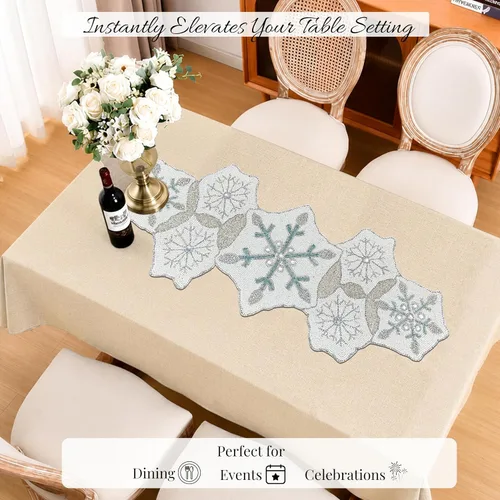Miniatura 5 de Camino de mesa con cuentas de 36 pulgadas de diseño elegante infinito - Decoración de mesa para bodas, fiestas, días festivos, regalos y uso diario