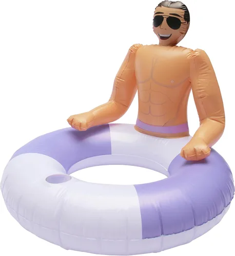NPW Drinking Buddies Hunky Chad - Anillo inflable para piscina, salvavidas para fiestas de verano en la piscina y despedida de soltera
