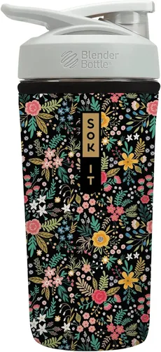 Miniatura 32 de Sok It BotlSok Botella Mezcladora de Proteínas con Funda Aislante de Neopreno (Floral Abstracto, Se Ajusta a Mezcladoras de 24oz)