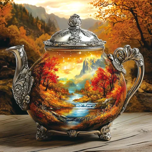Miniatura 29 de Rompecabezas de 300 piezas para adultos: Hermosa escena de lago de montaña de otoño con cabaña junto al lago, paisaje natural y vista del porche