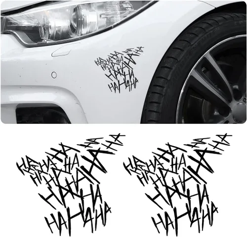 2 calcomanias Joker Haha para parabrisas de coche, calcomanías serias y malvadas para carrocería, ventana, parachoques, portátil, taza, adhesivos