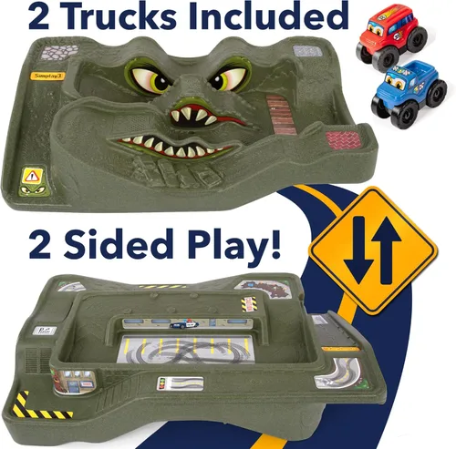 Miniatura 3 de Título: Mesa de Pista de Carreras de Coches Simplay3 Monster City Extreme Wheels - Mesa de Juego Portátil de 2 Lados para Niños con 2 Camiones
