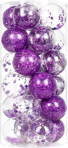 Miniatura 14 de 24 unidades - Adornos de bolas de Navidad colgantes de plástico transparente inastillable con bolas delicadas decorativas (2.36"/60mm, negro)