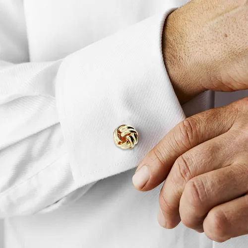 Miniatura 3 de HAWSON Gemelos con nudo y tachuelas de camisa para hombre en tono dorado o plateado, a juego con esmoquin blanco y negro, adecuados para el día
