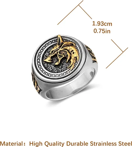 Miniatura 6 de HZMAN Anillo de lobo vikingo nórdico para hombre, acero inoxidable, retro, mago, guerrero, cazador, cabeza de lobo y pata de lobo, joyería de regalo