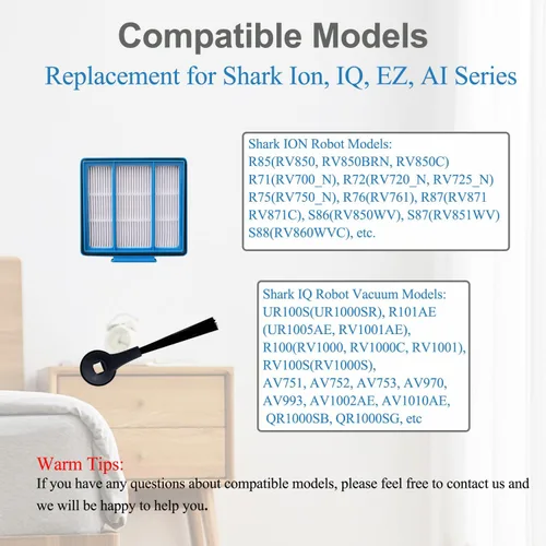 Miniatura 2 de Kit de piezas de repuesto compatible con robot aspirador Shark AV911S EZ IQ R101AE (RV1001AE), IQ R101 (RV1001) AV970 AV993 AV992, paquete