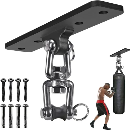 Miniatura 11 de Kipika Colgador de pared para bolsa pesada, soporte giratorio para bolsa de boxeo resistente para gimnasio en casa, longitud ajustable para bolsa