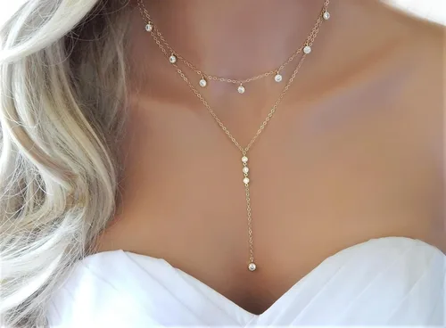 Miniatura 10 de Metzakka Handmade Sterling Silver Lariat Necklace, Simulated Diamond Dainty Drop Y Chain Necklace for Women