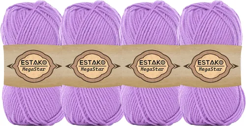 Miniatura 28 de Estako Megastar, 3.52 Oz (100g) de hilo de acrílico 75% y lana 25%, suave, peso grueso voluminoso #5 para crochet y tejer 120 yardas (110m)