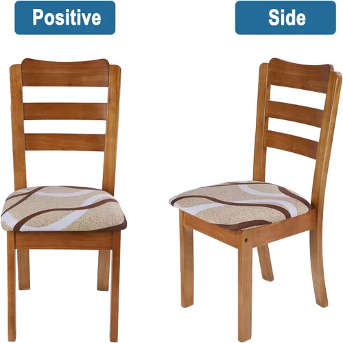 Miniatura 2 de SearchI Fundas de Asiento para Sillas de Comedor Elásticas con Estampado Juego de 6 Fundas de Asiento de Silla, Protector de Cojín de Silla Tapizada
