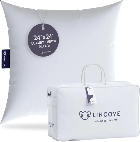 Miniatura 11 de Lincove Euro - Almohada cuadrada de 24 x 24 pulgadas, fabricada en Canadá, funda 100% algodón, relleno alternativo al plumón, apto para veganos