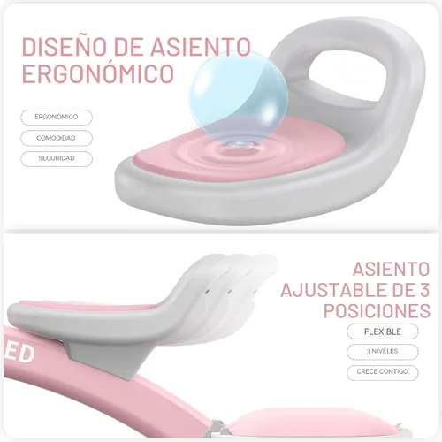 Miniatura 6 de SEREED Triciclo de iluminación colorida para niñas de 2 a 5 años, triciclo ajustable con asiento y manillar, cesta extraíble, idea de regalo de Rosa