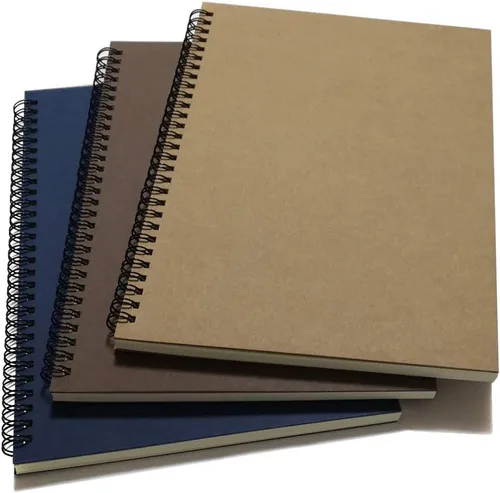 YUREE - Cuaderno en espiral/Diario en espiral rayado, cuaderno con tapa dura de papel kraft marrón B5, alambre encuadernado, 70 hojas (140 páginas),
