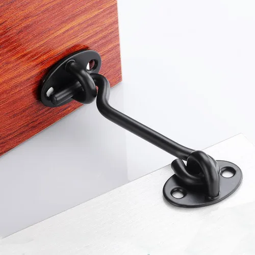 Miniatura 4 de Cerradura de puerta de granero, gancho de acero de 3 pulgadas y pestillo para puerta, color negro