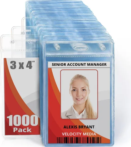 Miniatura 10 de Portatarjetas vertical de plástico de Estados Unidos (3 x 4 pulgadas, transparente, paquete de 250 a granel) carga rápida sin cremallera