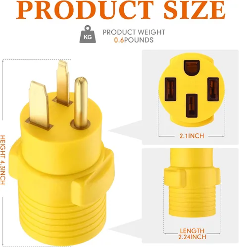Miniatura 6 de Kanayu Adaptador de cargador EV compatible con NEMA 6-50P a 14-50R 50 Amp 3 clavijas enchufe de soldador a conector de carga de 4 clavijas