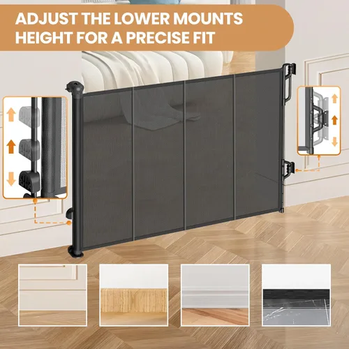 Miniatura 4 de Spaceany Puerta retráctil reforzada para bebés o puerta de malla para perros, fácil de usar para escaleras, puertas, pasillos, interiores