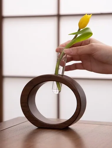 Miniatura 4 de WONQEXZ Jarrón de mesa, moderno jarrón de propagación de macetas bohemias, macetas de interior para decoración de escritorio, florero de madera