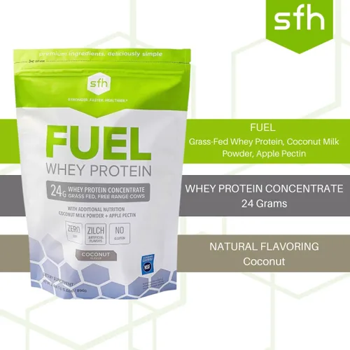 Miniatura 8 de SFH Proteína de suero de leche de combustible en polvo de gran sabor de suero alimentado con pasto MCT y fibra para energía Todo natural Sin
