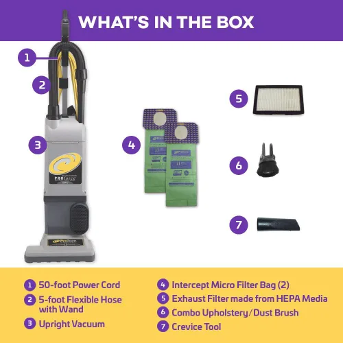 Miniatura 2 de Aspiradora Comercial ProForce 1200XP de Servicio Pesado de 12 Pulgadas con Doble Motor con Bolsa, Filtración ProLevel y Medios HEPA - Para