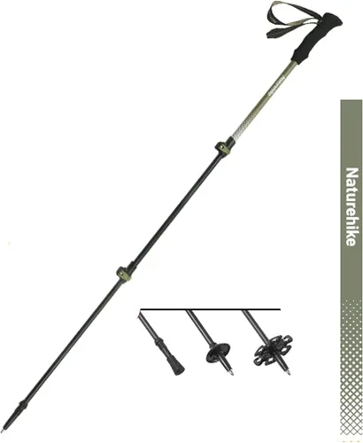 Miniatura 8 de Naturehike - Bastón de trekking de fibra de carbono 3K plegable y telescópico de 3 secciones ultraligero para mujeres y hombres, bastón