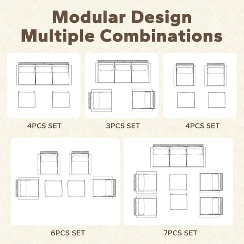 Miniatura 7 de Sofá de Mimbre Metálico para Patio de 75", Sofá Sillón de Ratán para Exteriores de 3 Asientos para Todo Tipo de Clima con Cojines Premium y Beige