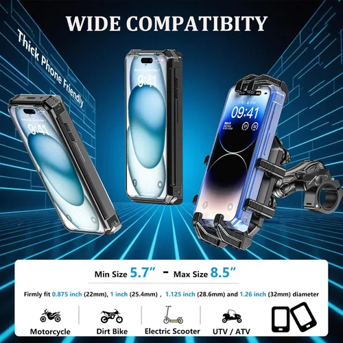 Miniatura 5 de LOKTENWO Soporte de teléfono para motocicleta con amortiguador de vibraciones y bloqueo seguro, [Tamaño ajustable]