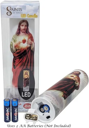Miniatura 4 de Vela LED de oración de devoción sin llama Sagrado Corazón de Jesús