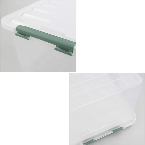 Miniatura 3 de Paquete de 6 cubos organizadores de plástico, caja de almacenamiento con cierre con asas Transparente, para cocina, oficina, dormitorio