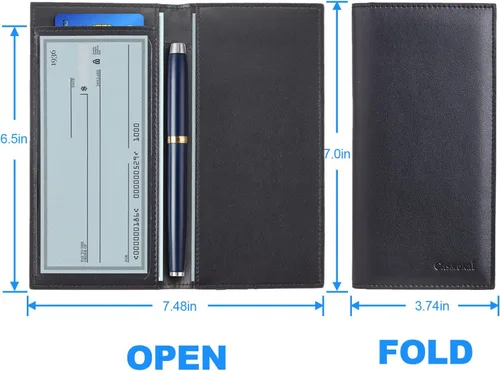 Miniatura 3 de CASMONAL Vegan Leather Checkbook Cover For Men & Women Checkbook Holder Wallet RFID Blocking