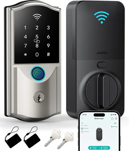 Miniatura 11 de Cerradura Inteligente WiFi para Puerta Principal – Cerrojo Electrónico de Entrada sin Llave Firstriver con Huella Dactilar Biométrica y Teclado