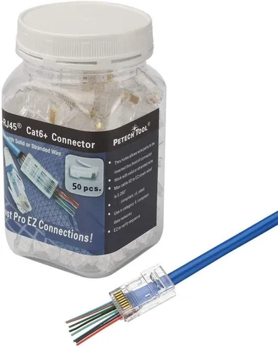 Miniatura 5 de RJ45 CAT6 CAT6A - Conector de paso de 23 AWG, paquete de 50 cables - End Bold Ethernet 8P8C - Enchufe modular chapado en oro