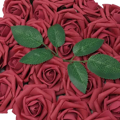 Miniatura 18 de Wrapables® Flor de rosa artificial, flores de tacto real para ramos de boda y centros de mesa, aguamarina