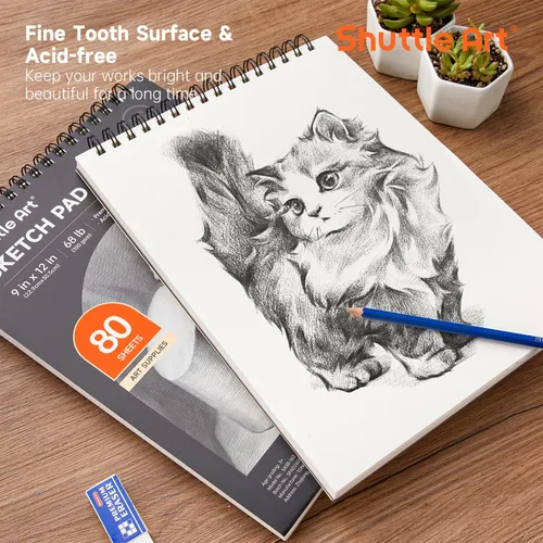 Miniatura 5 de Shuttle Art Kit de dibujo y bloc de bocetos, juego de 123 lápices de arte + 160 hojas de bloc de bocetos