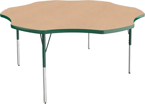 Miniatura 90 de FDP Clover Mesa de Actividades Escolar y de Oficina (48 x 48 pulgadas), patas estándar con deslizadores giratorios para entornos de asientos