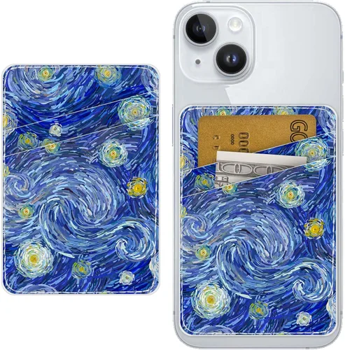 Miniatura 12 de Titular de Tarjeta de Cuero para Teléfono, Billetera Adhesiva para Teléfono, Elegante Funda con Soporte para Tarjetas de Crédito, Adecuado