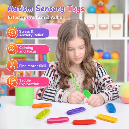 Miniatura 3 de Juguetes sensoriales antiestrés para niños y adultos, paquete de 8 tiras sensoriales para autismo, TDAH y artículos de alivio de ansiedad