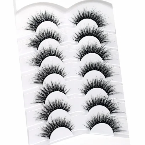 Miniatura 611 de Pooplunch - Pestañas postizas finas de visón sintético, estilo ojo de gato, naturales, cruzadas, tipo racimo, efecto 8D de volumen, tiras
