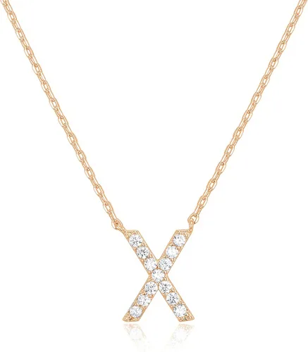 Miniatura 87 de PAVOI 14K White Gold Plated Cubic Zirconia Initial Necklace Letter Dainty Necklaces for Women