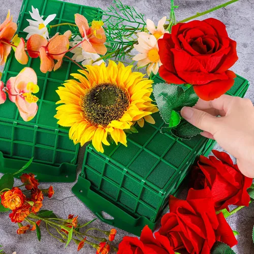 Miniatura 4 de Hahood Paquete de 4 jaulas rectangulares de espuma floral con arreglos florales de espuma floral para flores frescas, decoraciones de boda