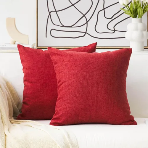 Miniatura 15 de Home Brilliant - Juego de 2 fundas de almohada Euro Sham de 26 x 26 pulgadas / 66 x 66 cm., de lino suave con forro decorativo de Navidad, fundas